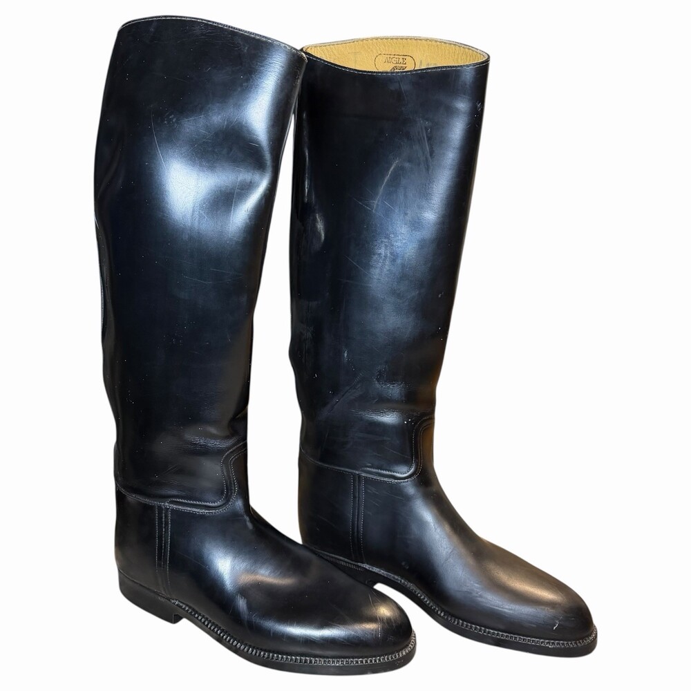 Aigle Coupe Saumur Equestrian Boots Rubber Tall Riding Black Boots Women's US 9